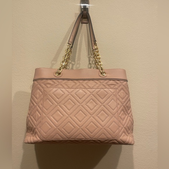 Tory Burch Fleming Triple-Compartment Tote nude pinkish cream color - Picture 5 of 13